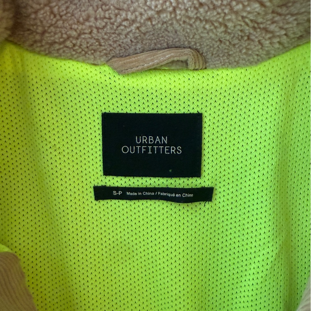Urban Outfitters Women’s Tan Fleece Jacket with Neon Accents Size Small - Picture 6 of 9
